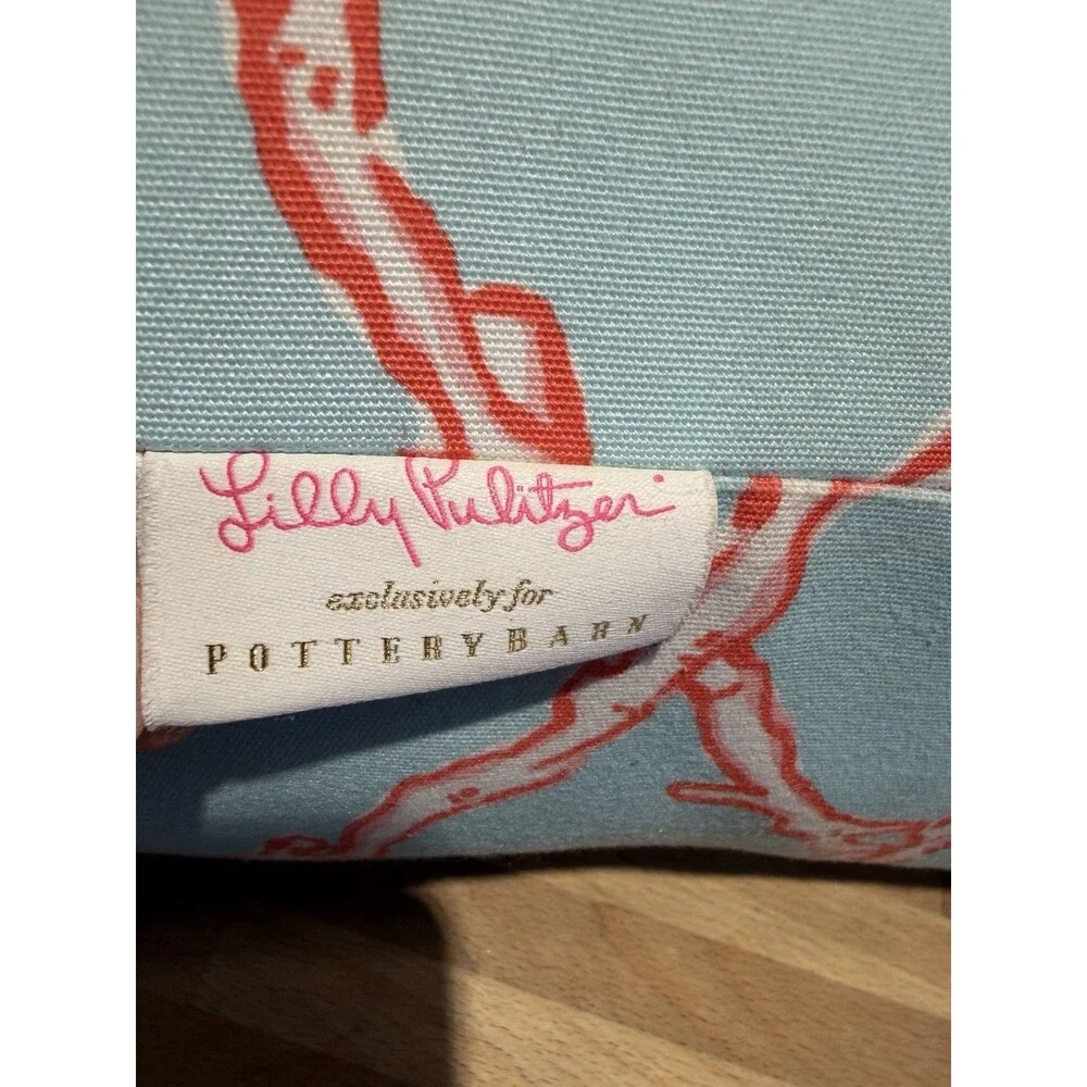 Pottery Barn Lilly Pulitzer Bolster Pillow Coral Pattern Sewn Shut No Zipper